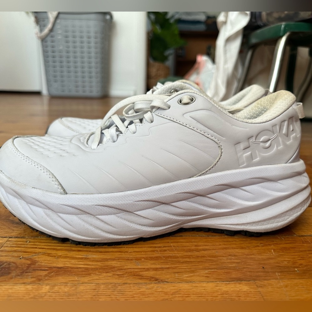 Hoka Bondi 7 all white shoes
